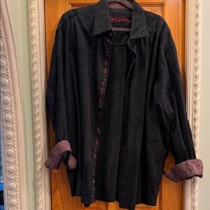 Robert Graham Black Men's Button-Up Shirt with Purple Accents